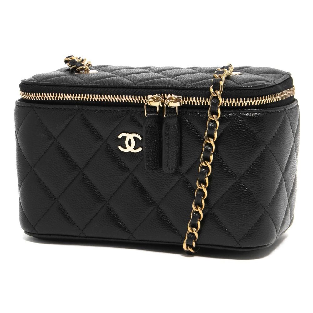 Chanel Matelasse Vanity Pouch Bag Black